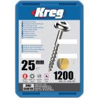 Vis à trous de poche 25 mm Revêtu de Zinc Maxi-Loc, Filetage épai, 1200 - KREG - SML-C1-1200-INT Vis à trous de poche 25 mm Revêtu de Zinc Maxi-Loc, Filetage épai, 1200 - KREG - SML-C1-1200-INT