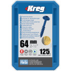 Vis à trous de poche 64 mm Blue-Kote™ Maxi-Loc, Filetage épai, 125 - KREG - SML-C250B-125 Vis à trous de poche 64 mm Blue-Kote™ Maxi-Loc, Filetage épai, 125 - KREG - SML-C250B-125