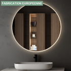 Miroir rond éclairage led de salle de bain solen avec interrupteur tactile - 80cm