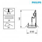 Spot encastré à led philips zadora rs049b led-40-4.3w-2700-gu10 alu