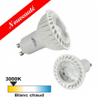 Spot led GU10 COB 5 watt (eq. 30 watt) - Couleur eclairage - Blanc chaud 3000°K