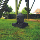 Fontaine tête de bouddha 75 cm + bac - gris anthracite  96 cm - gris anthracite