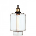 Suspension 17 cm empire 28w, laiton antique et verre