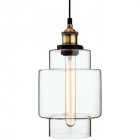 Suspension 17 cm empire, laiton antique et verre