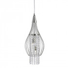 Suspension 2 ampoules pendant, en chrome et cristal