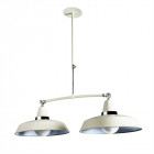 Suspension 2 ampoules vintage, acier, blanc anien et chrome