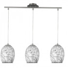 Suspension 3 ampoules crackle, en chrome et verre blanc Suspension 3 ampoules crackle, en chrome et verre blanc