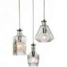 Suspension 3 ampoules decanter, chrome et verre