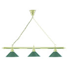 Suspension 3 ampoules pool light, en laiton poli avec abat-jour verts