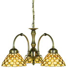 Suspension 3 ampoules raindrop, en laiton antique et verre tiffany marron