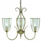 Suspension 3 ampoules silhouette, en laiton antique et verre
