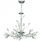 Suspension 5 ampoules hibiscus, en chrome, verre et cristal