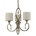 Suspension alberto, laiton antique et cristal, 3 ampoules