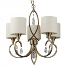 Suspension alberto, laiton antique et cristal, 5 ampoules