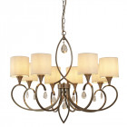 Suspension alberto, laiton antique et cristal, 8 ampoules