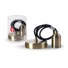 Suspension ampoule E27 métal bronze - câble noir