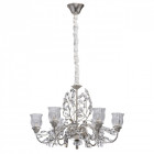 Suspension argentée flora 6 ampoules 140 cm