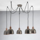 Suspension argentée industrial 5 ampoules 215 cm
