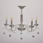 Suspension argentée neoclassic 5 ampoules 103 cm