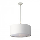 Suspension balance, nickel poli, avec abat-jour blanc