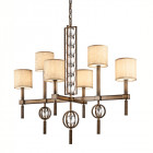 Suspension celestial, bronze et cristal, 6 ampoules