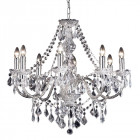Suspension clarence, chrome et acrylique, 8 ampoules