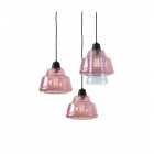 Suspension color, acier et verre, magenta et bleu