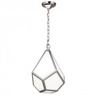 Suspension diamond, nickel poli et verre opale, petite Suspension diamond, nickel poli et verre opale, petite