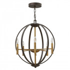 Suspension euclid, bronze espagnol, 6 éclairages