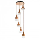 Suspension giamatti, cuivre et verre, 6 ampoules