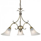 Suspension hardwick, laiton antique et verre, 3 ampoules