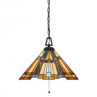 Suspension inglenook, bronze et verre tiffany, 43 cm