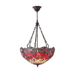 Suspension inversée 50 cm dragonfly red, verre et métal