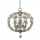 Suspension leila, argent bruni et cristal , 3 ampoules
