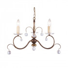 Suspension lunetta, bronze et cristal, 3 ampoules