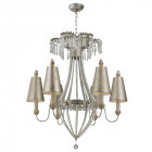 Suspension maiden voyage, argent et cristal, 6 ampoules