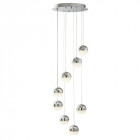 Suspension marbles, chrome et verre, 8 ampoules