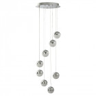 Suspension marbles, chrome et verre, 8 ampoules