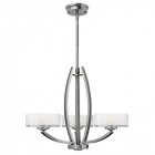 Suspension meridian, nickel brossé et verre, 3 ampoules