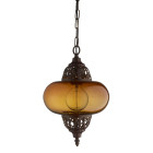 Suspension moroccan, en cuivre et verre ambre