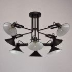 Suspension noire loft 8 ampoules 45 cm