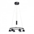 Suspension noire techno 6 ampoules 150 cm
