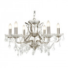 Suspension paris, argent satiné et cristal, 6 ampoules Suspension paris, argent satiné et cristal, 6 ampoules