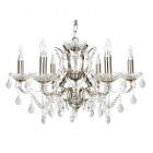 Suspension paris, argent satiné et cristal, 6 ampoules