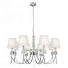 Suspension portico, en chrome et verre avec 8 abat-jour blancs