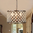 Suspension ronde 3 ampoules marquise, cuivre et cristal