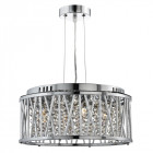 Suspension ronde 4 ampoules elise, en chrome, aluminium et cristal