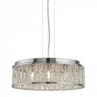 Suspension ronde 7 ampoules elise, en chrome et cristal