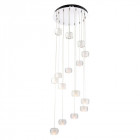 Suspension seymour, chrome et cristal, 15 ampoules