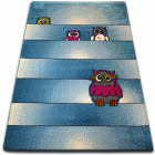 Tapis kids hiboux bleu c412 - Dimension au choix